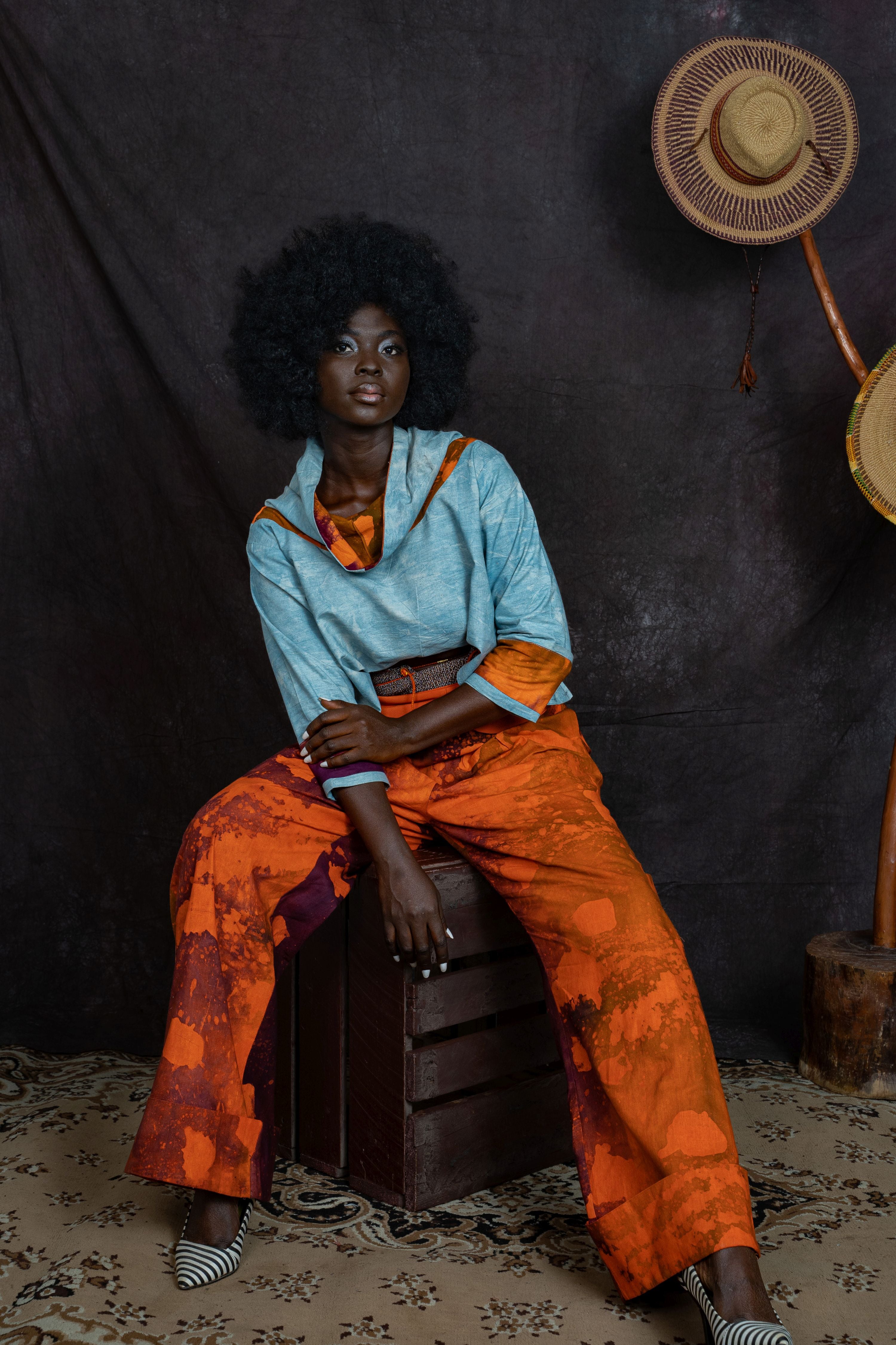 MAYA > Thabi Indigo Flair Cut Crop Top