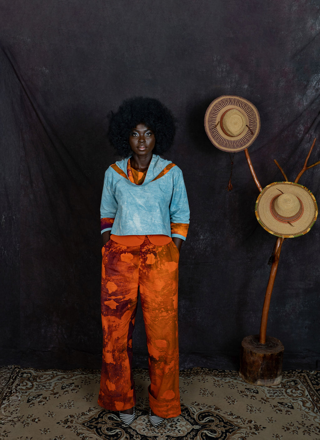 MAYA > Thabi Indigo Flair Cut Crop Top